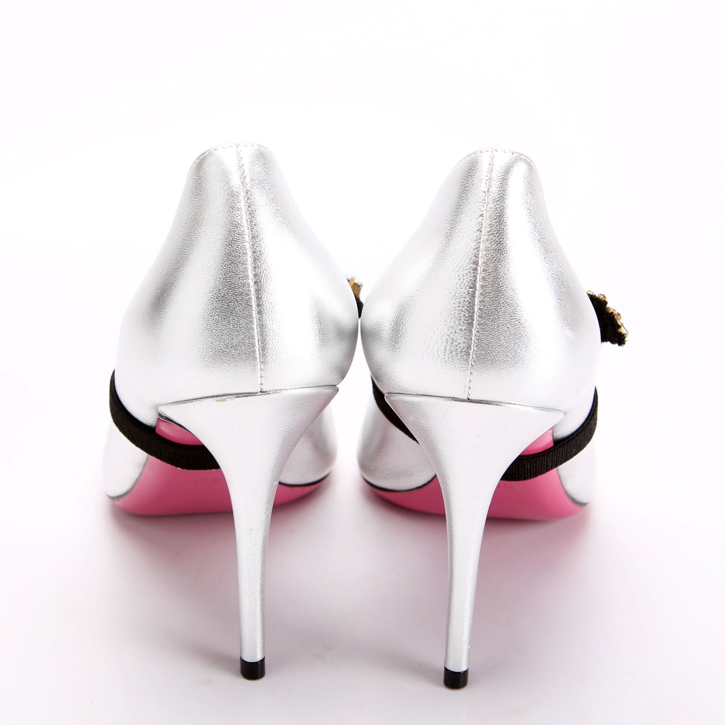 Heart Crystal Pumps Size 39.5 Silver