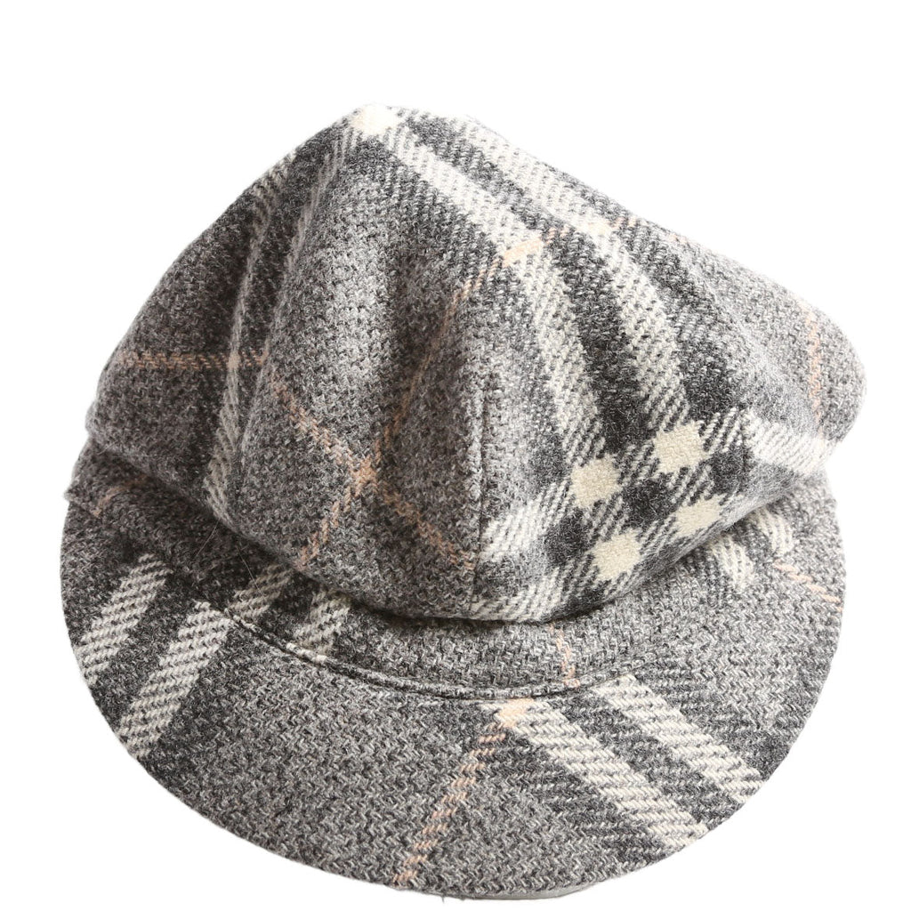 Check Newsboy Wool Hat Size M Grey