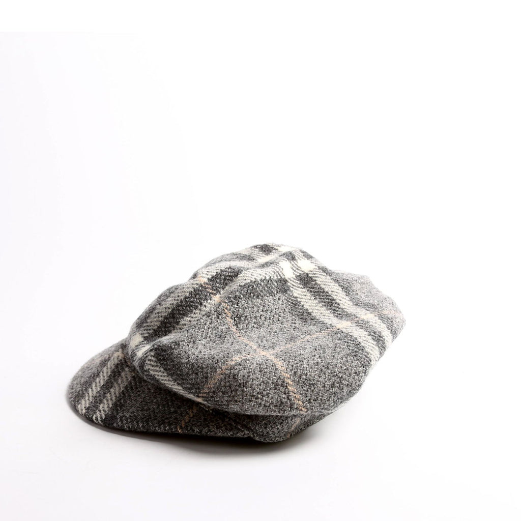 Check Newsboy Wool Hat Size M Grey