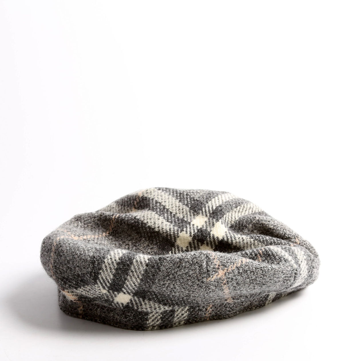 Check Newsboy Wool Hat Size M Grey