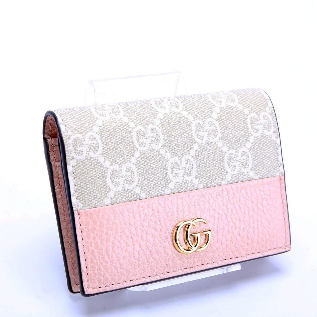 658610 GG Supreme Marmont Card Case Biege/Pink