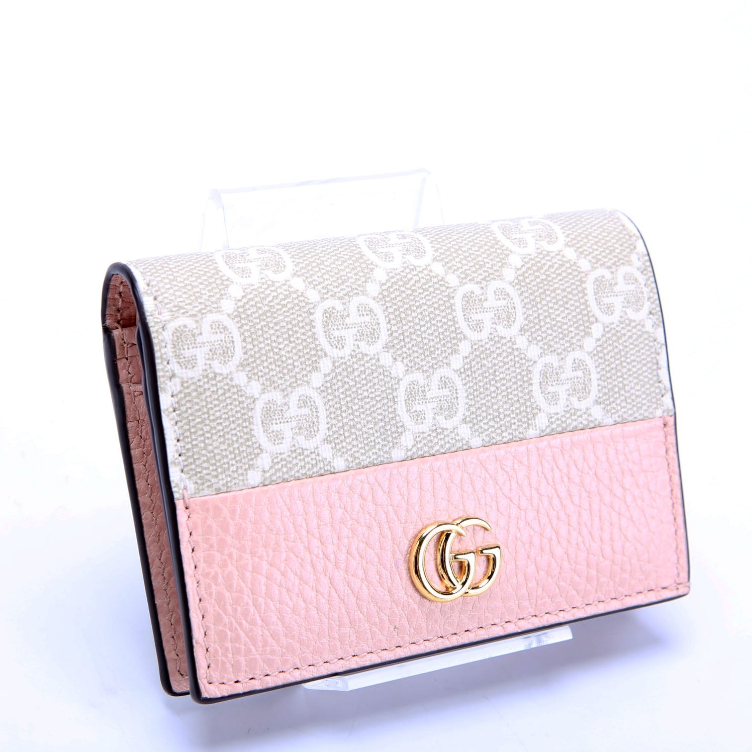 658610 GG Supreme Marmont Card Case Biege/Pink