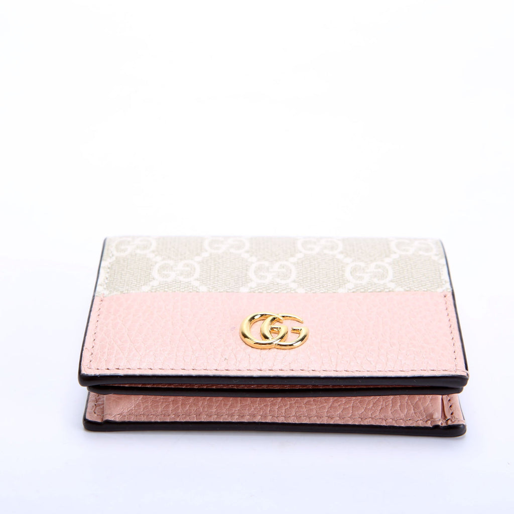 658610 GG Supreme Marmont Card Case Biege/Pink