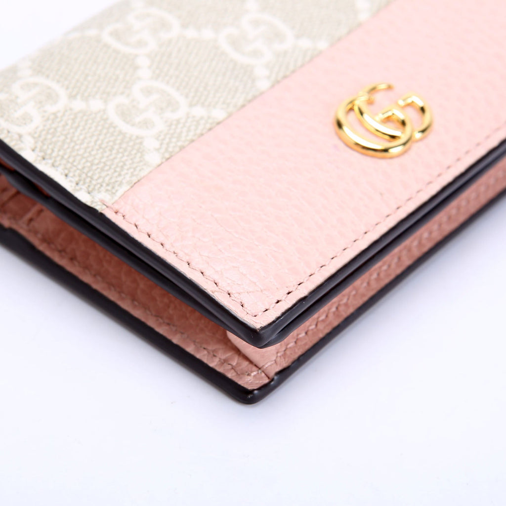 658610 GG Supreme Marmont Card Case Biege/Pink