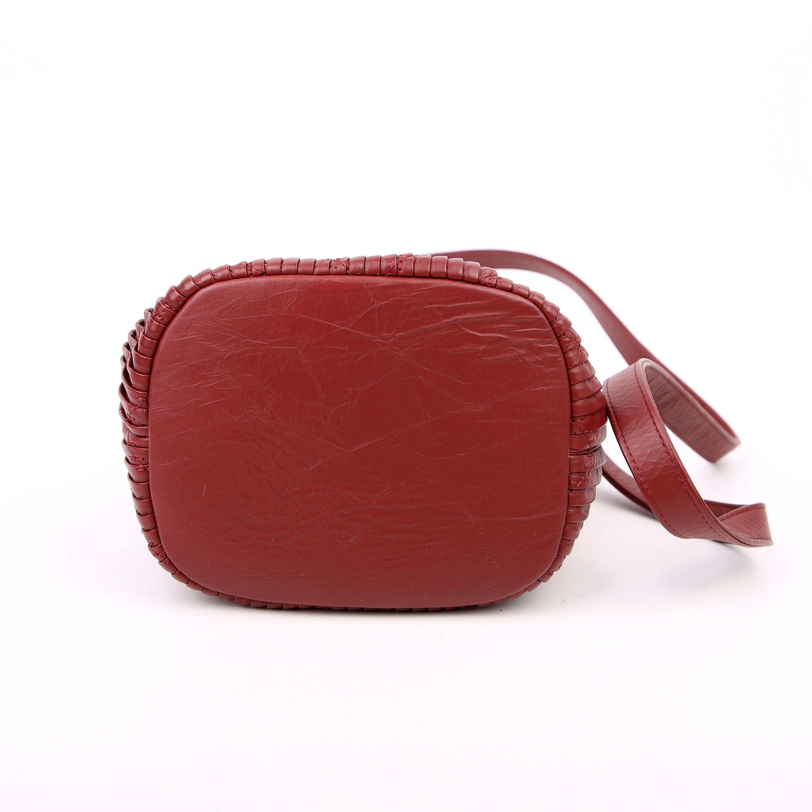 Coco Pleats Drawstring Bag 25M Maroon