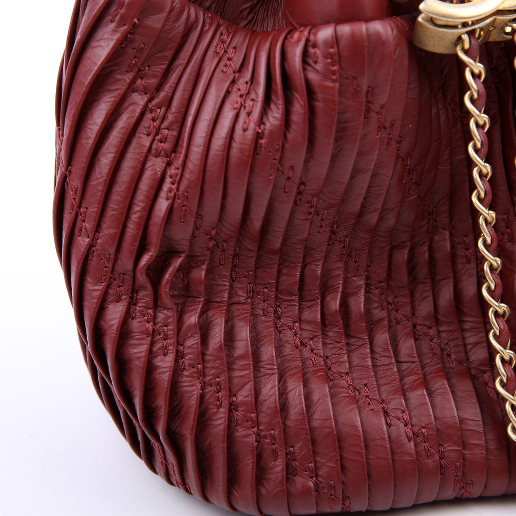 Coco Pleats Drawstring Bag 25M Maroon