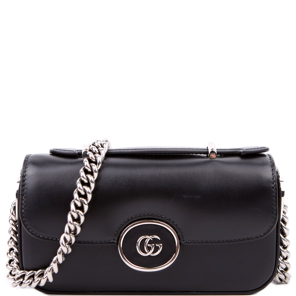 Gucci 760194 Petite GG Mini Calfskin Shoulder Bag Black