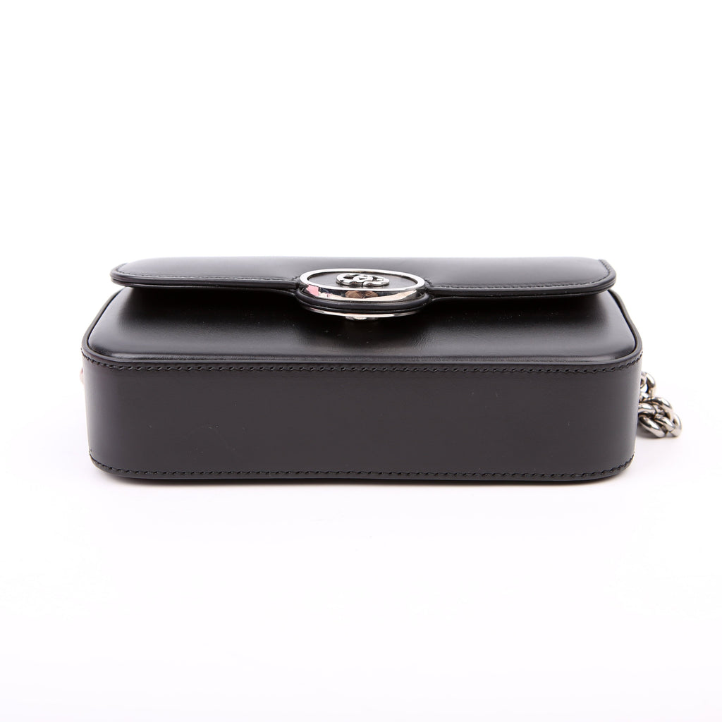 Gucci 760194 Petite GG Mini Calfskin Shoulder Bag Black