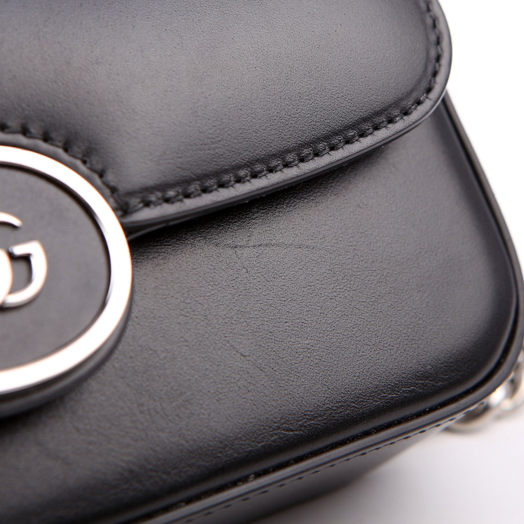Gucci 760194 Petite GG Mini Calfskin Shoulder Bag Black