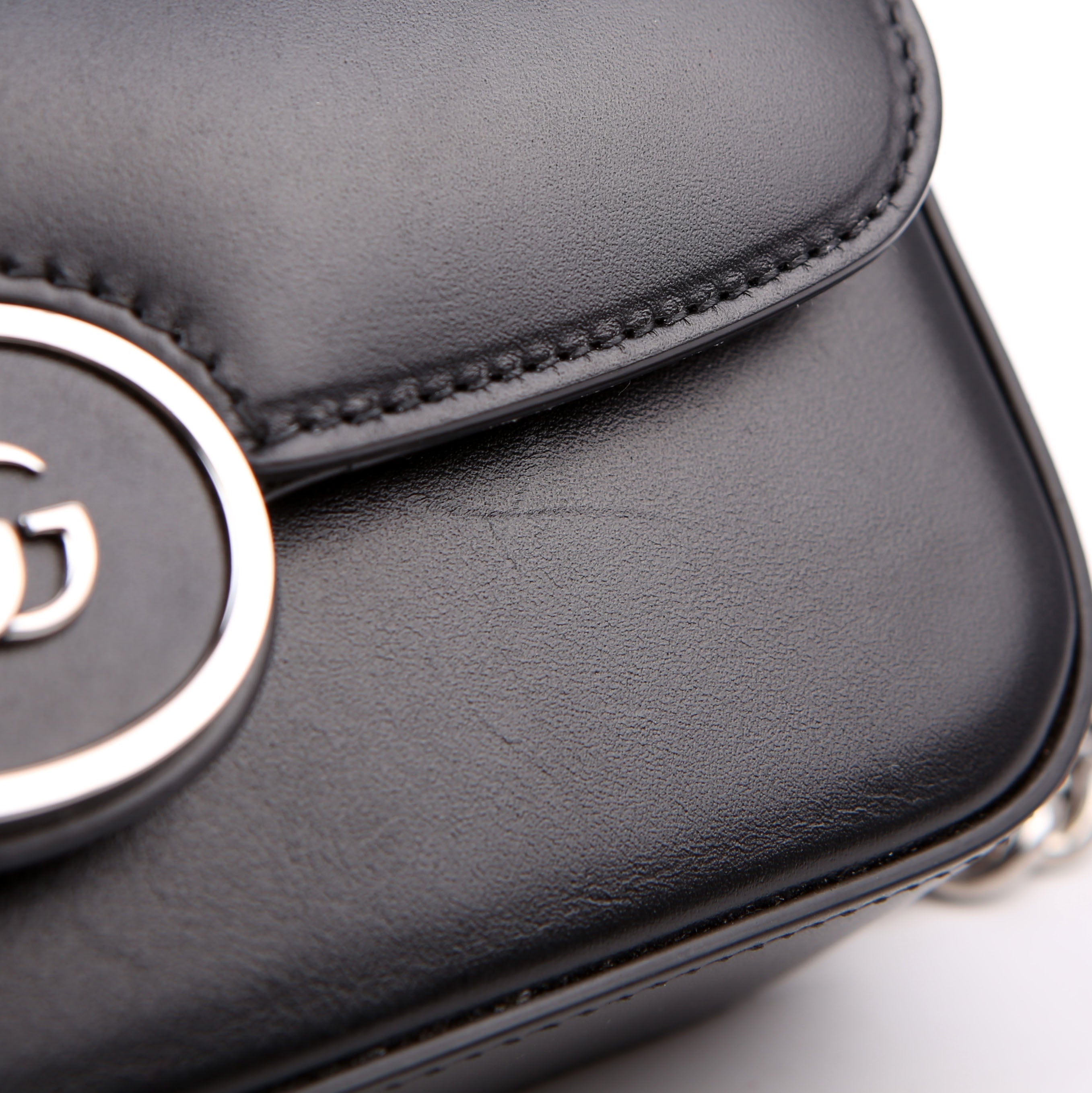Gucci 760194 Petite GG Mini Calfskin Shoulder Bag Black