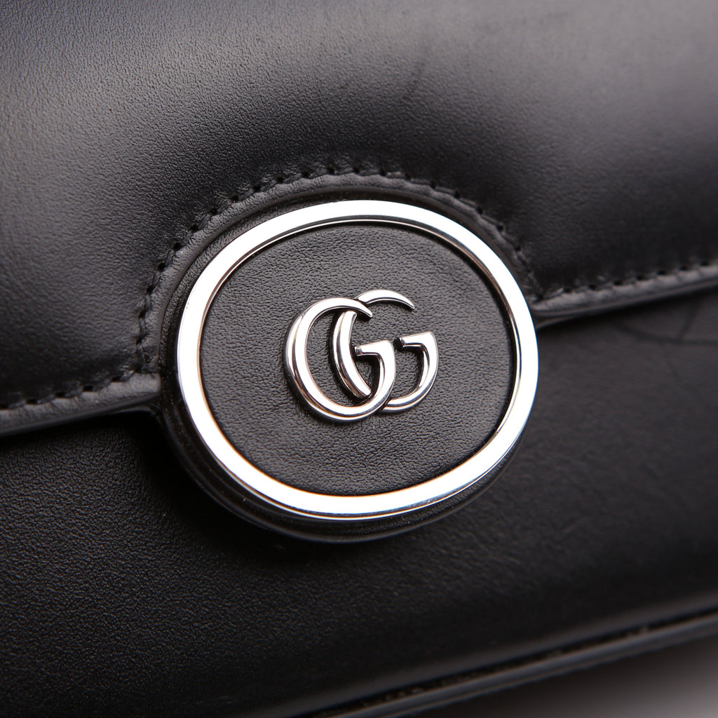 Gucci 760194 Petite GG Mini Calfskin Shoulder Bag Black