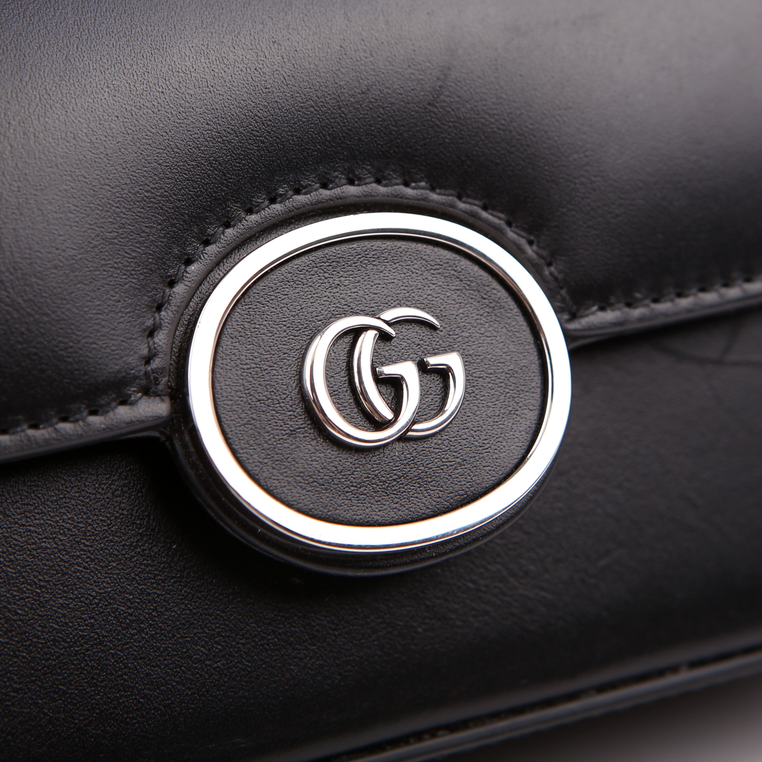 Gucci 760194 Petite GG Mini Calfskin Shoulder Bag Black