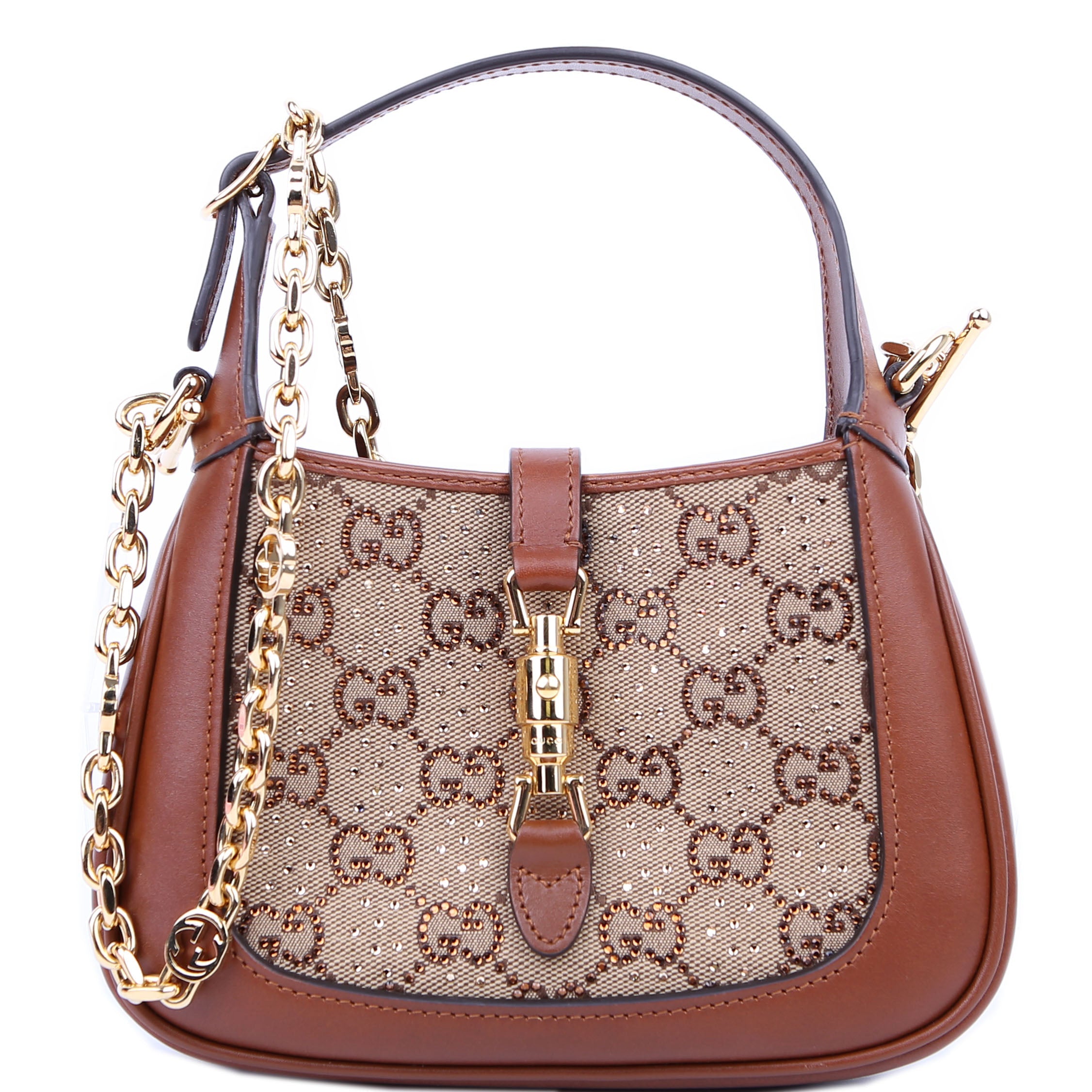 675799 Jackie 1961 Crystal GG Canvas Mini Shoulder Bag Brown