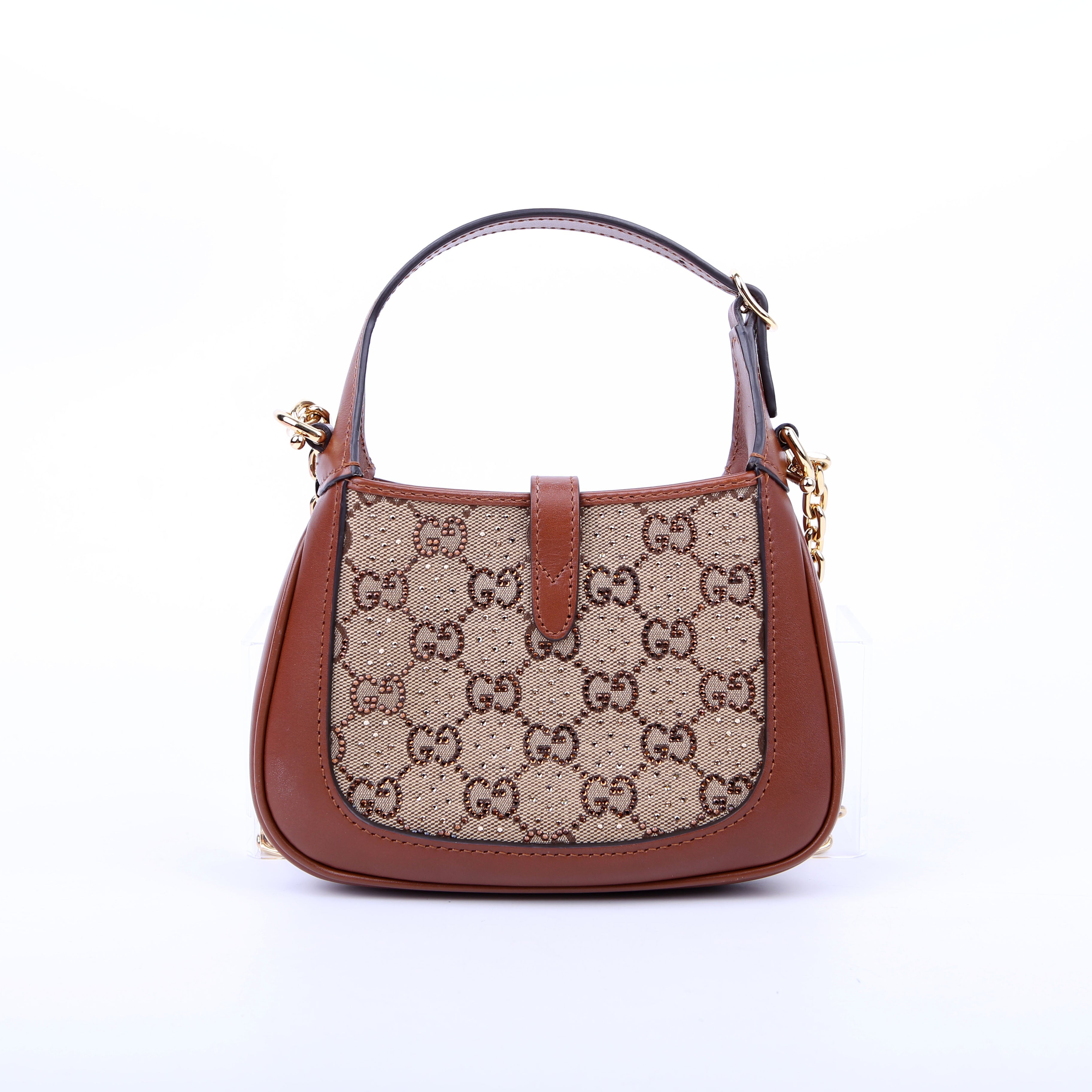675799 Jackie 1961 Crystal GG Canvas Mini Shoulder Bag Brown