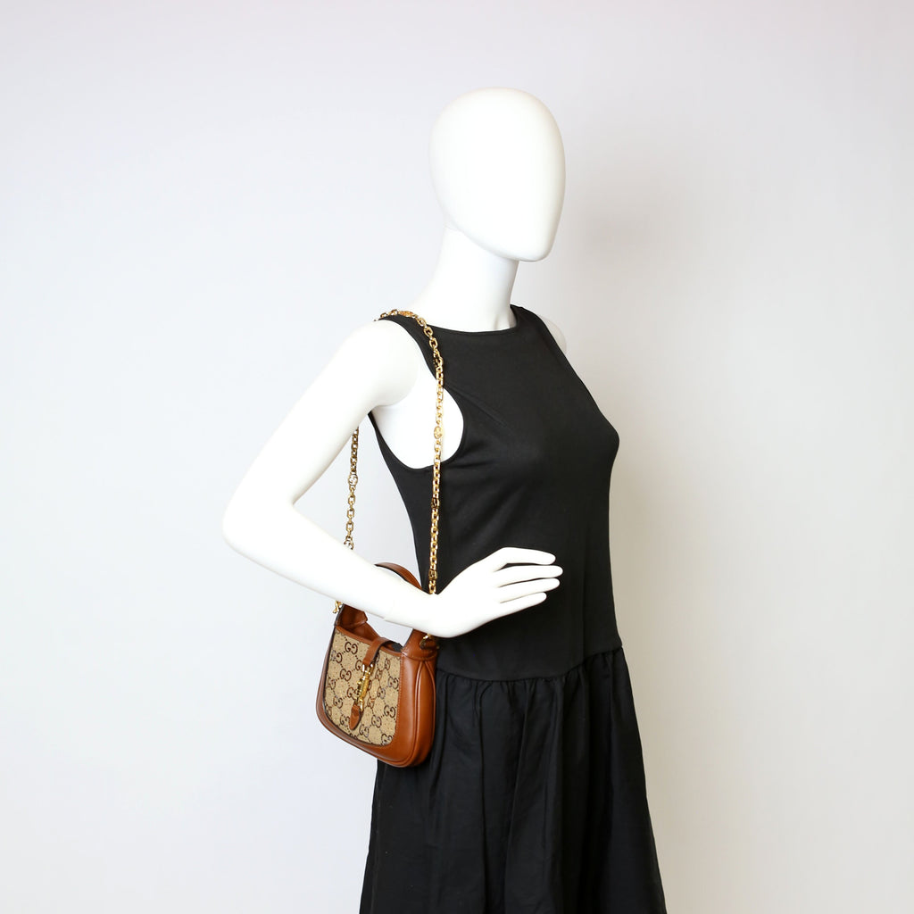 675799 Jackie 1961 Crystal GG Canvas Mini Shoulder Bag Brown