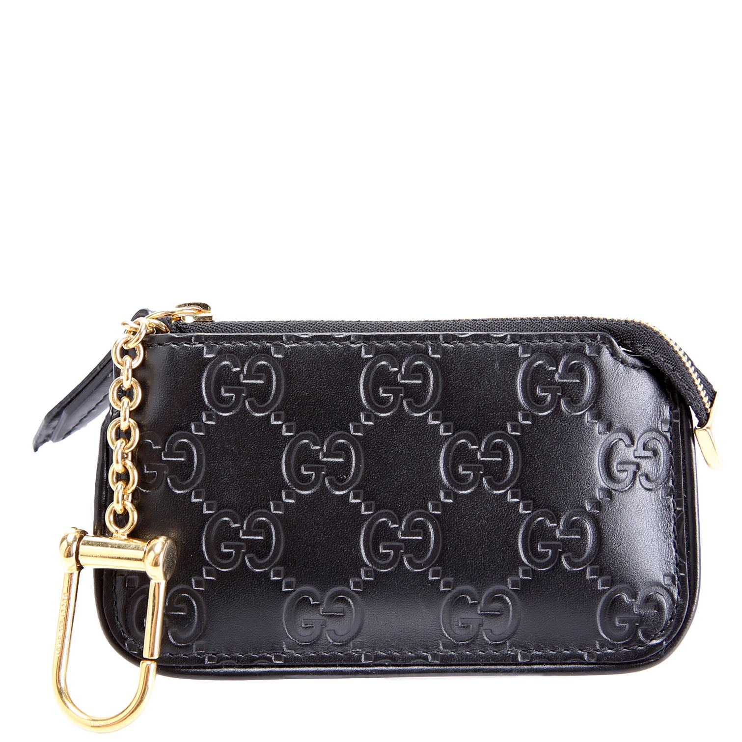 447964 GG Leather Key Pouch Black