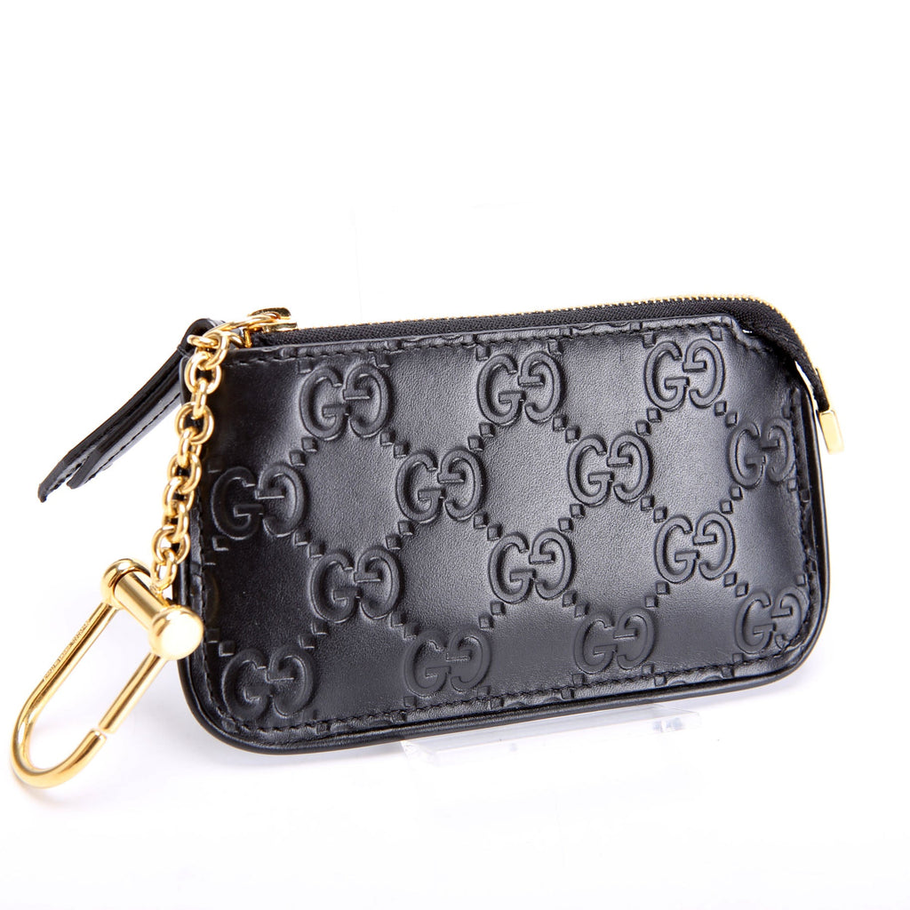 447964 GG Leather Key Pouch Black
