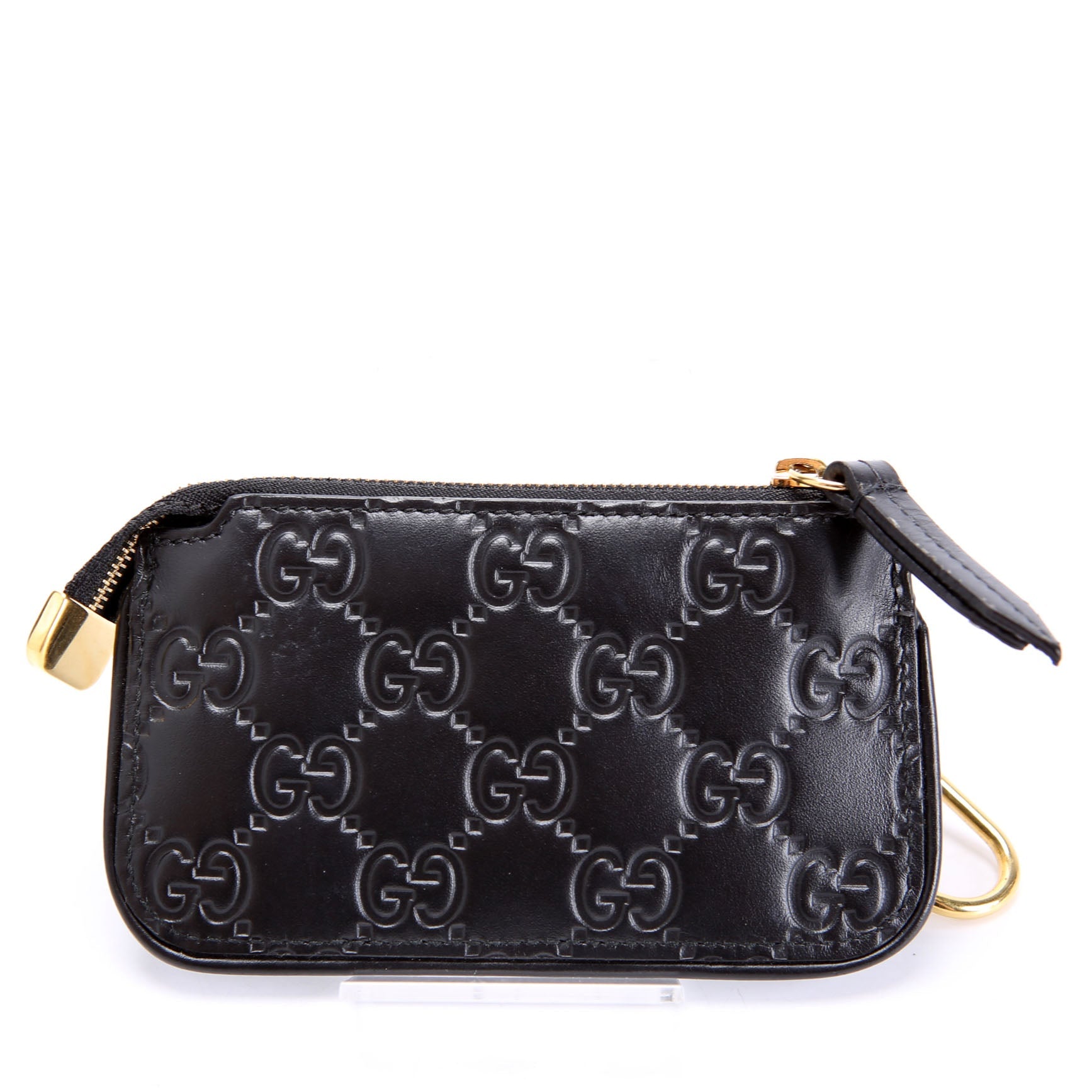 447964 GG Leather Key Pouch Black