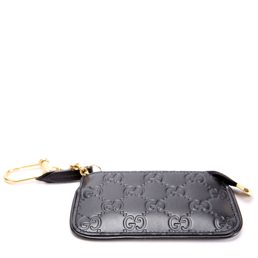 447964 GG Leather Key Pouch Black
