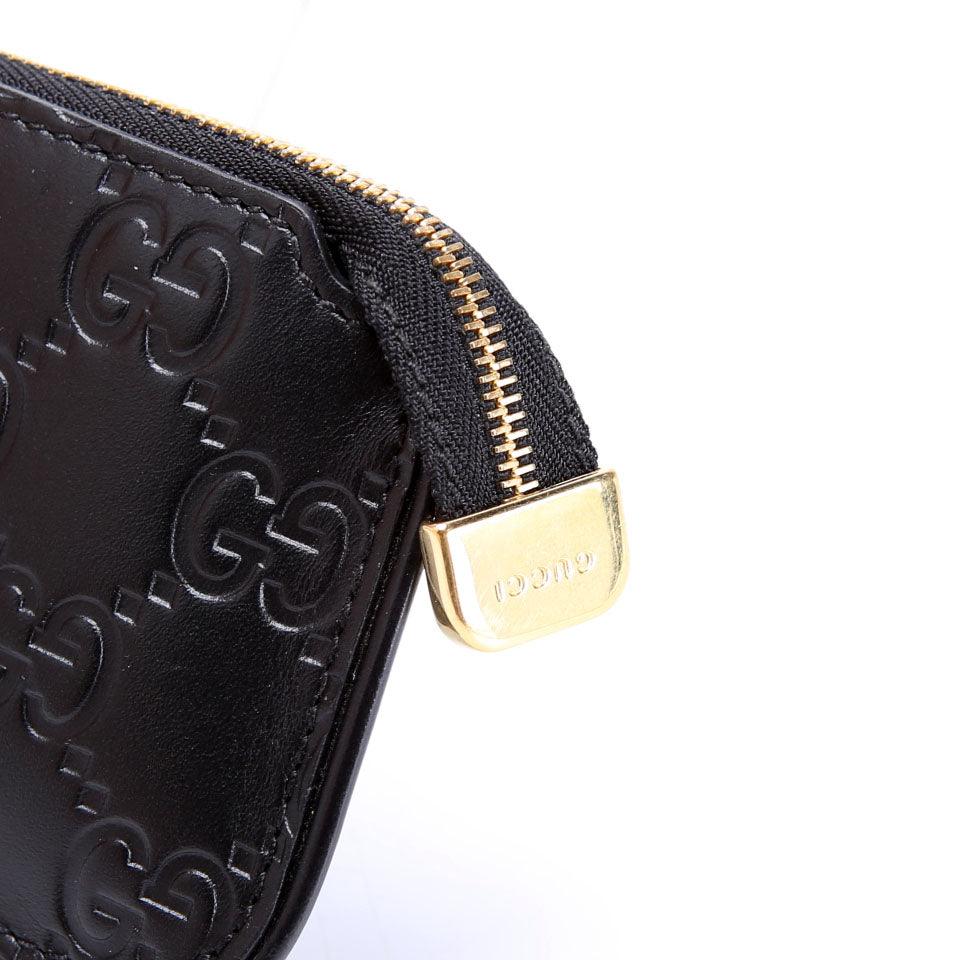 447964 GG Leather Key Pouch Black
