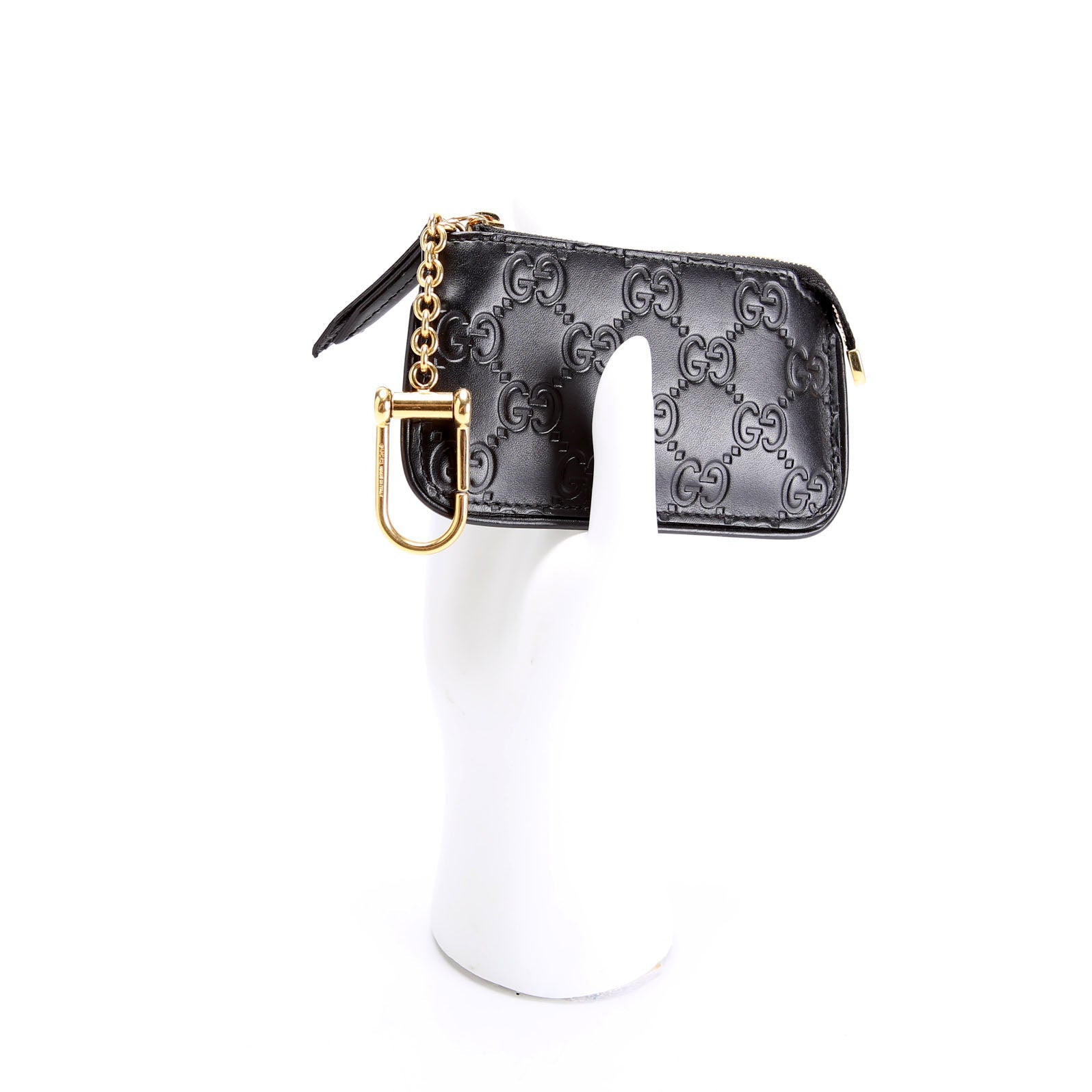 447964 GG Leather Key Pouch Black