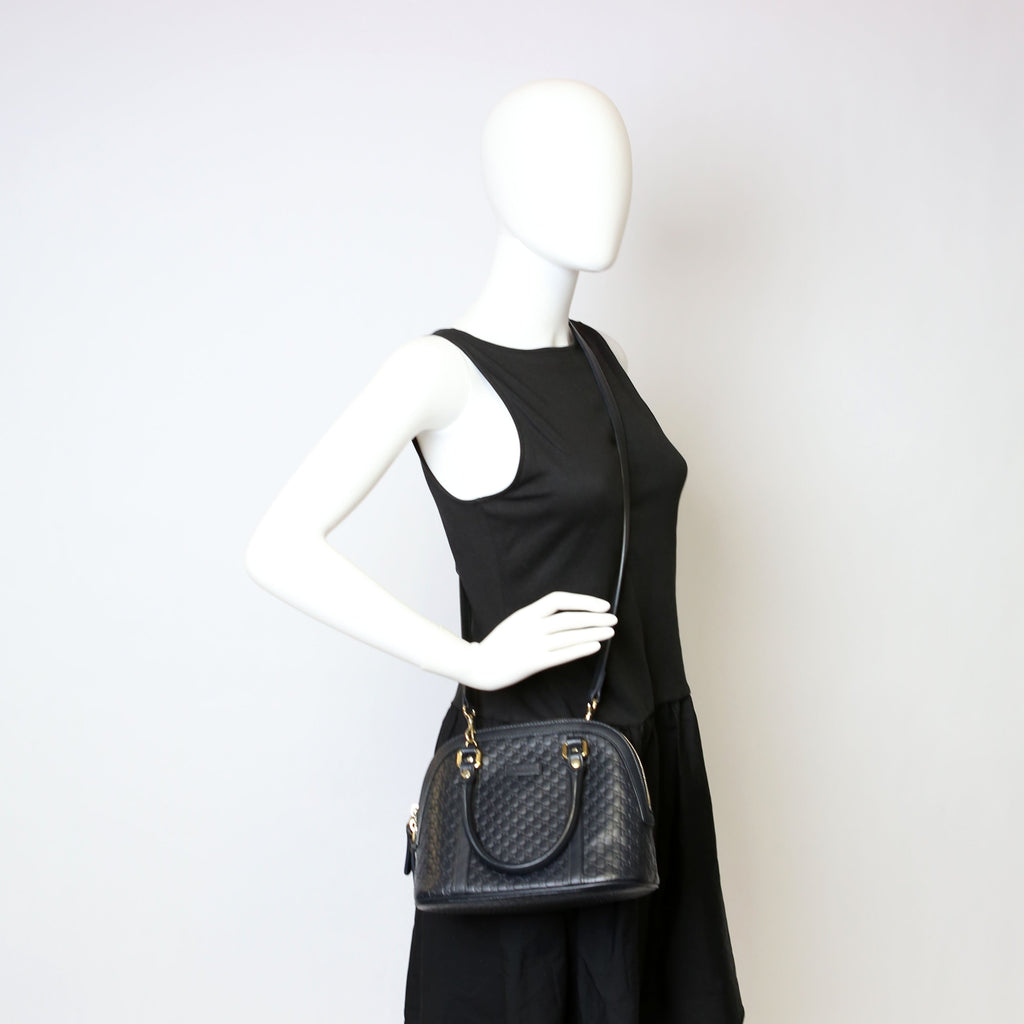 Gucci 449654 Mini Dome Micro Guccissima Black
