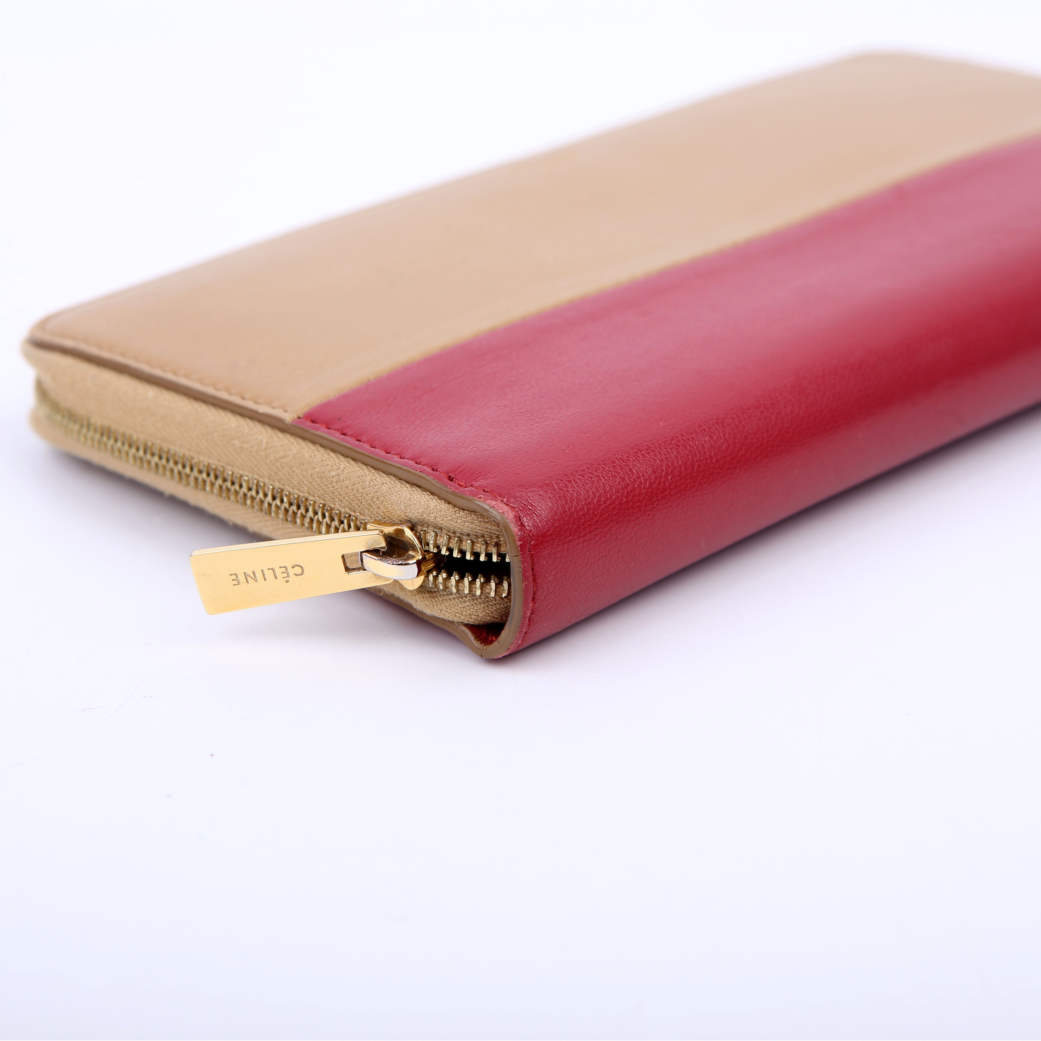 Continental Zip Wallet Tan/Red