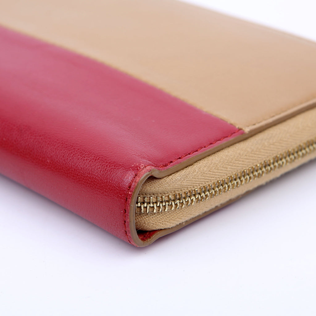 Continental Zip Wallet Tan/Red
