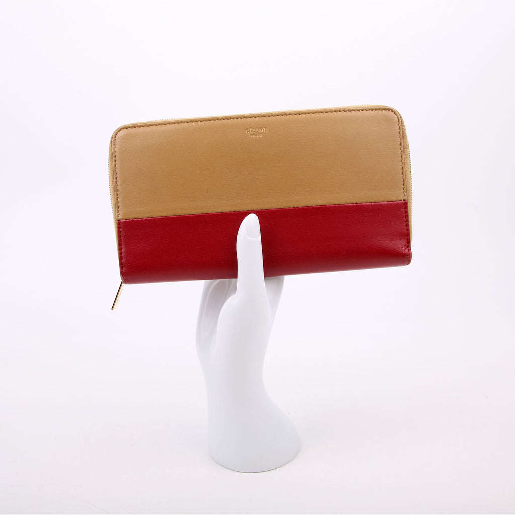 Continental Zip Wallet Tan/Red