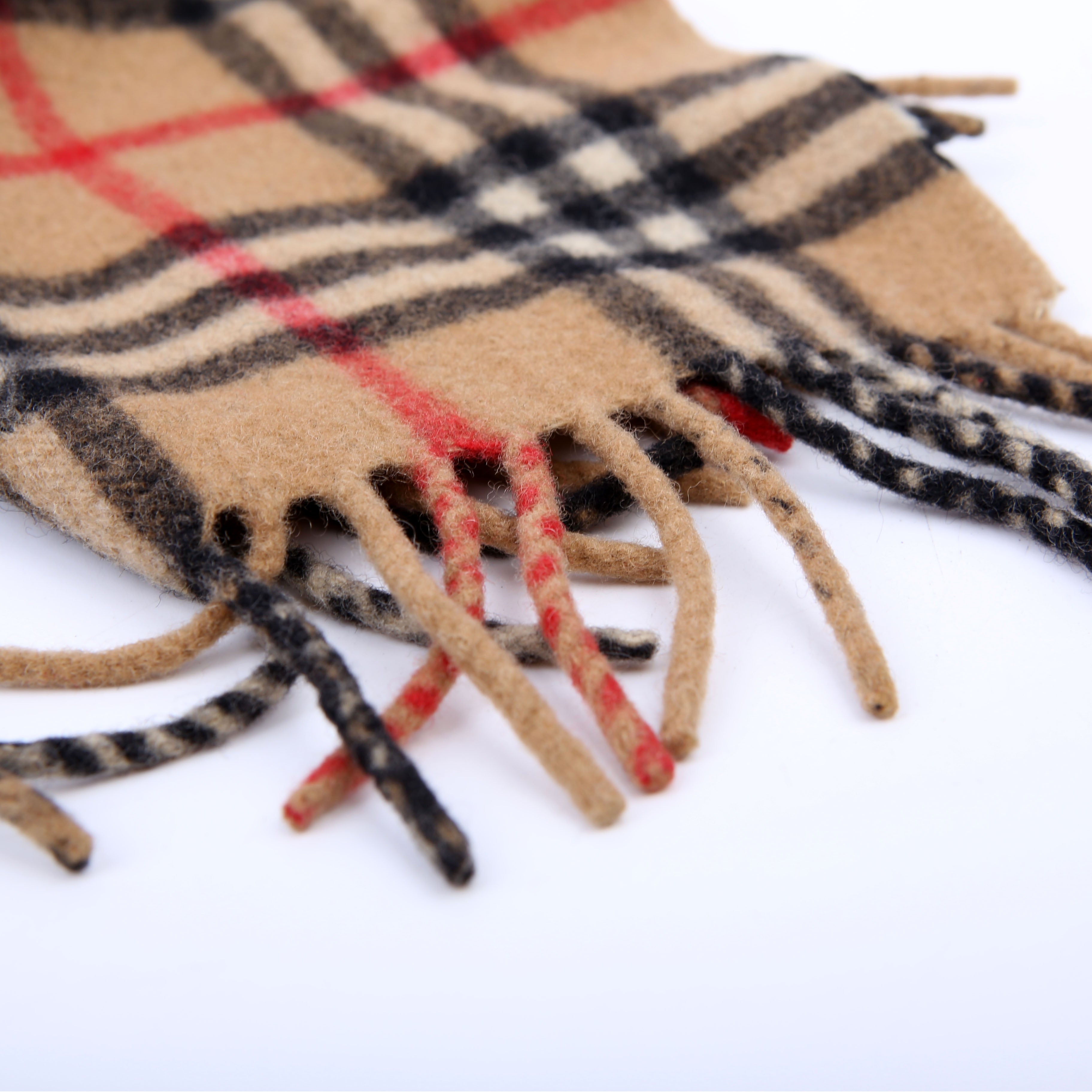 Vintage Check Fringe Cashmere Scarf