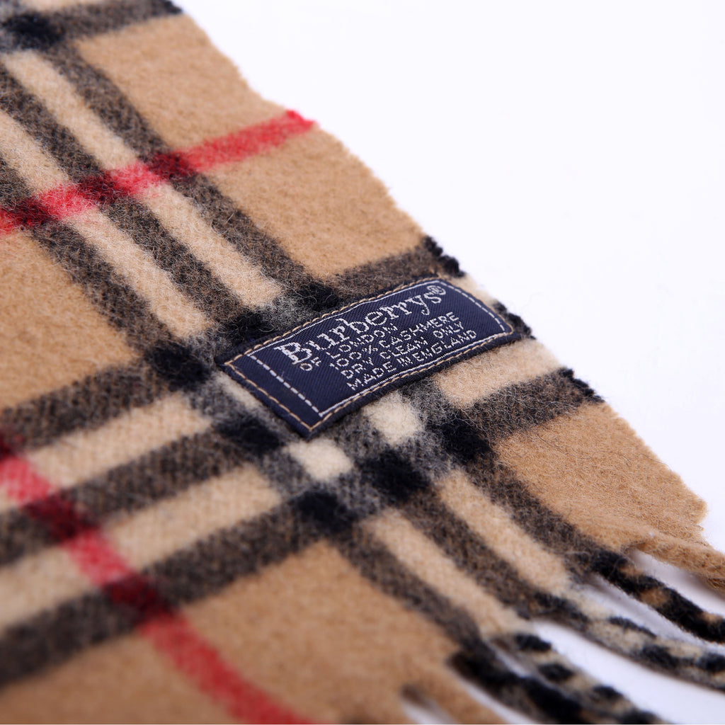 Vintage Check Fringe Cashmere Scarf