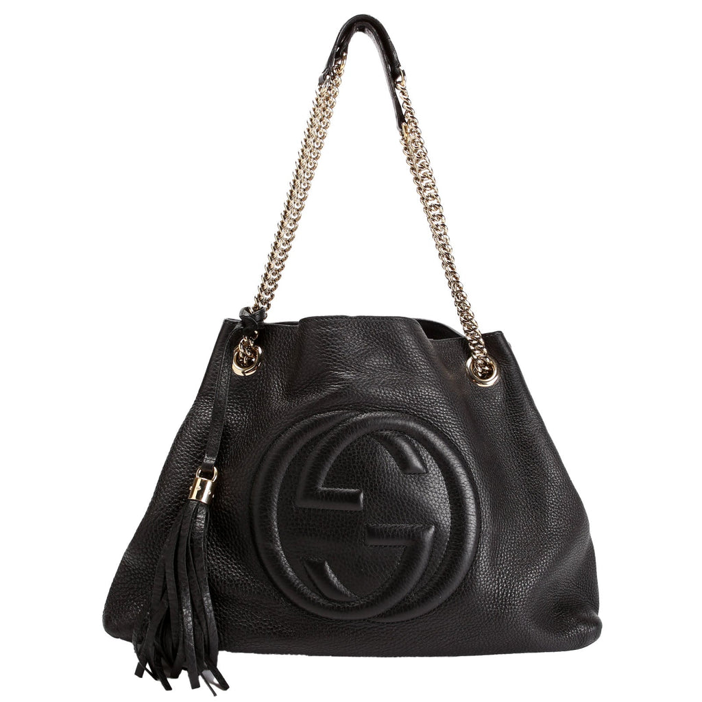 308982 Soho Leather Shoulder Medium Black/Gold