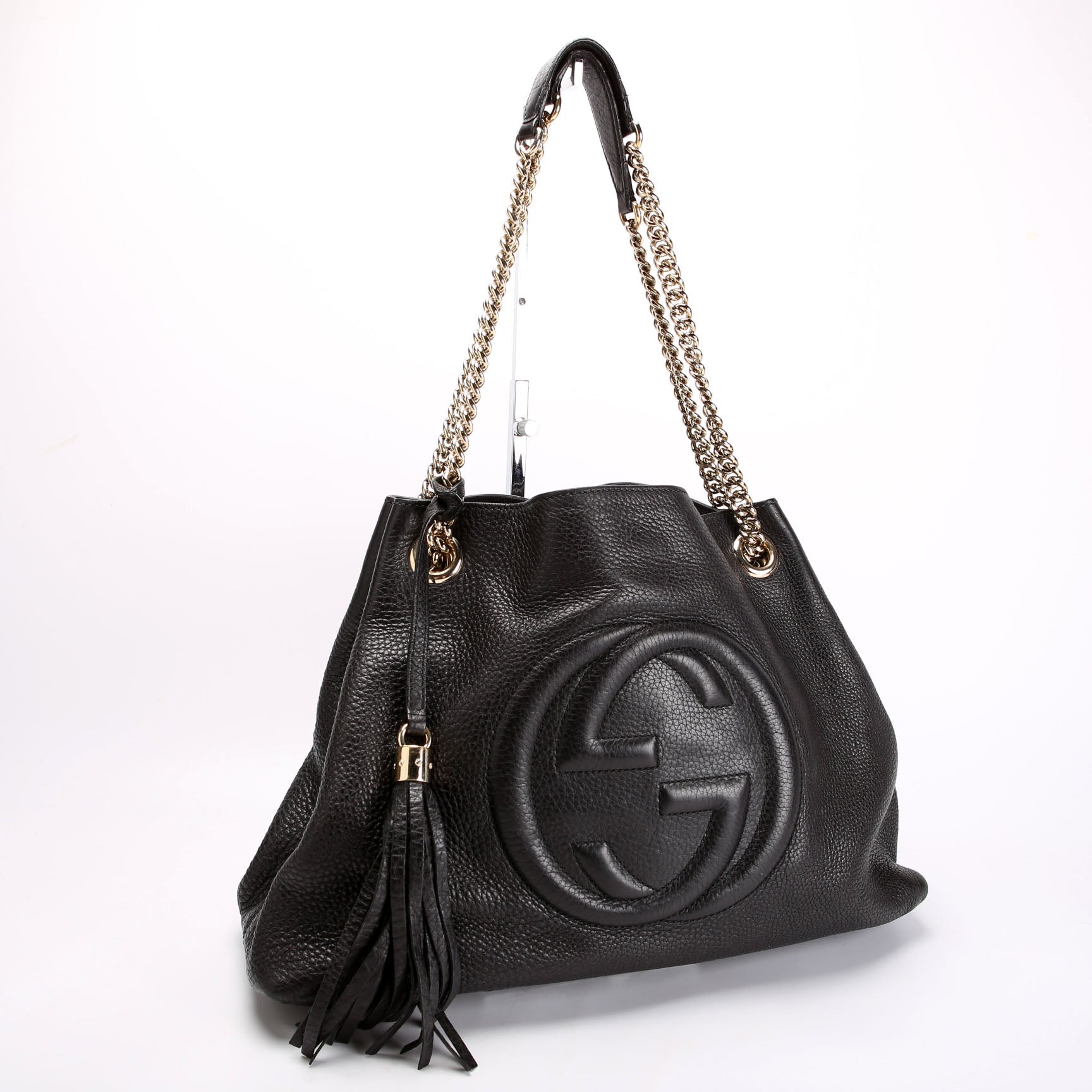 308982 Soho Leather Shoulder Medium Black/Gold
