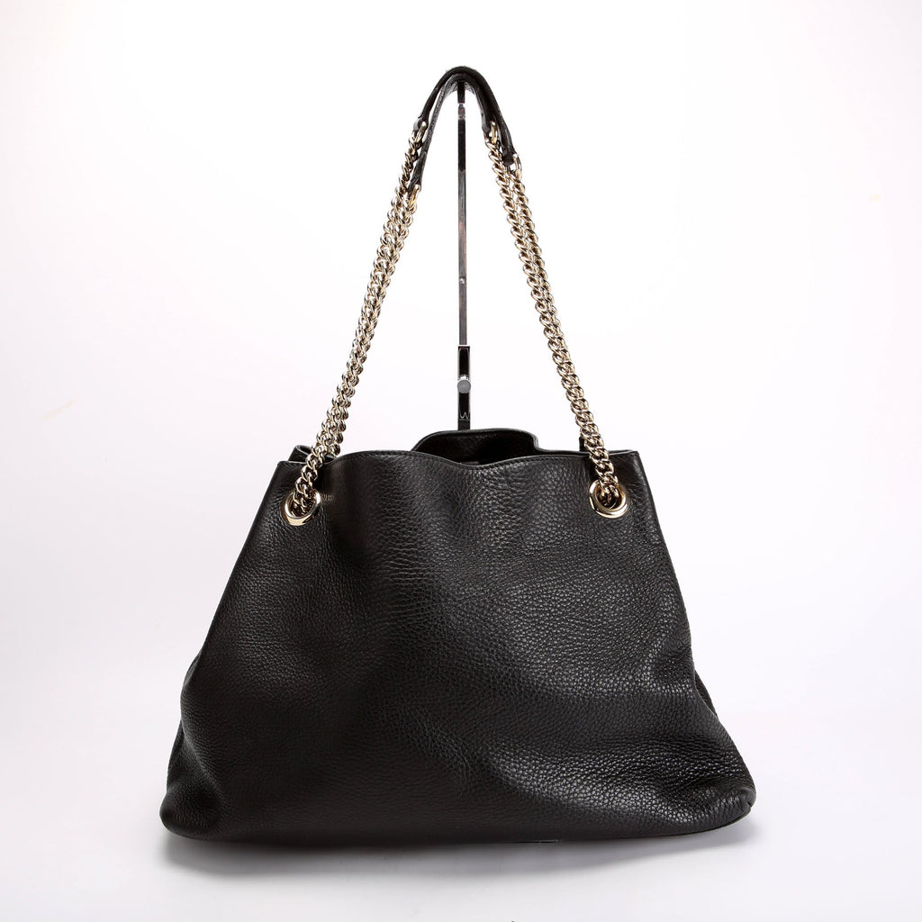 308982 Soho Leather Shoulder Medium Black/Gold