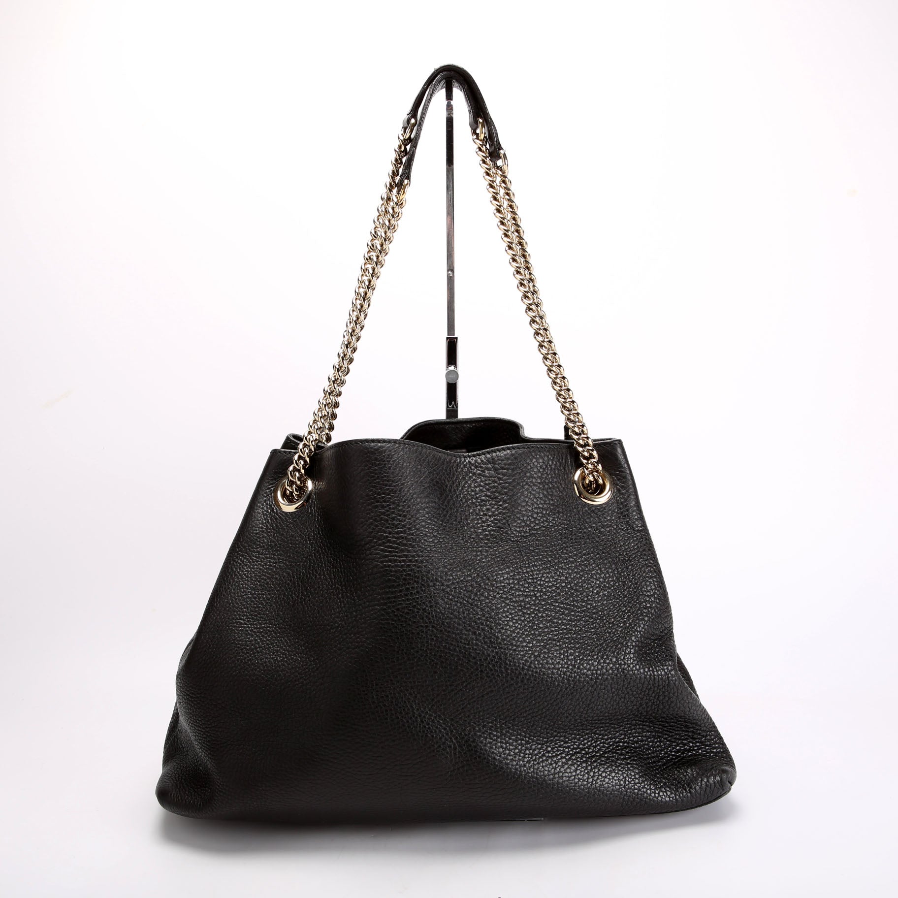 308982 Soho Leather Shoulder Medium Black/Gold