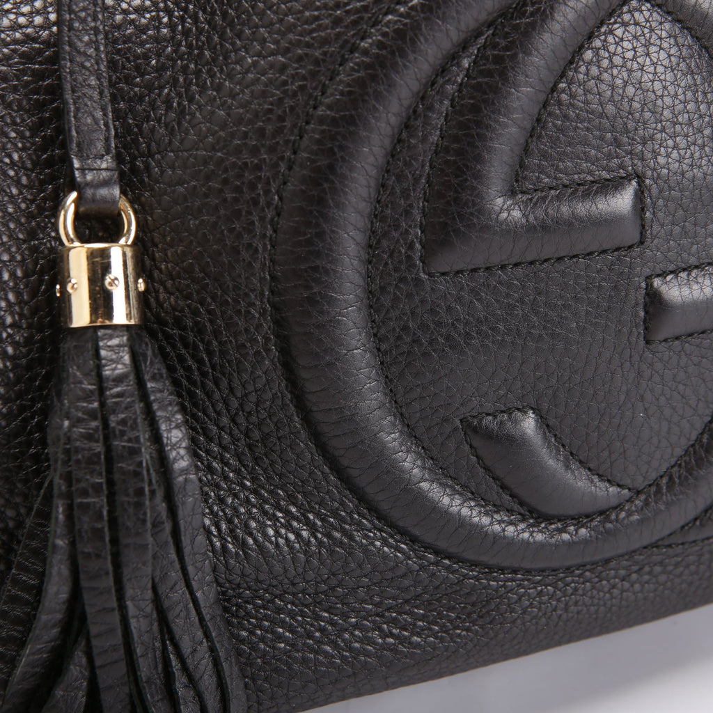 308982 Soho Leather Shoulder Medium Black/Gold