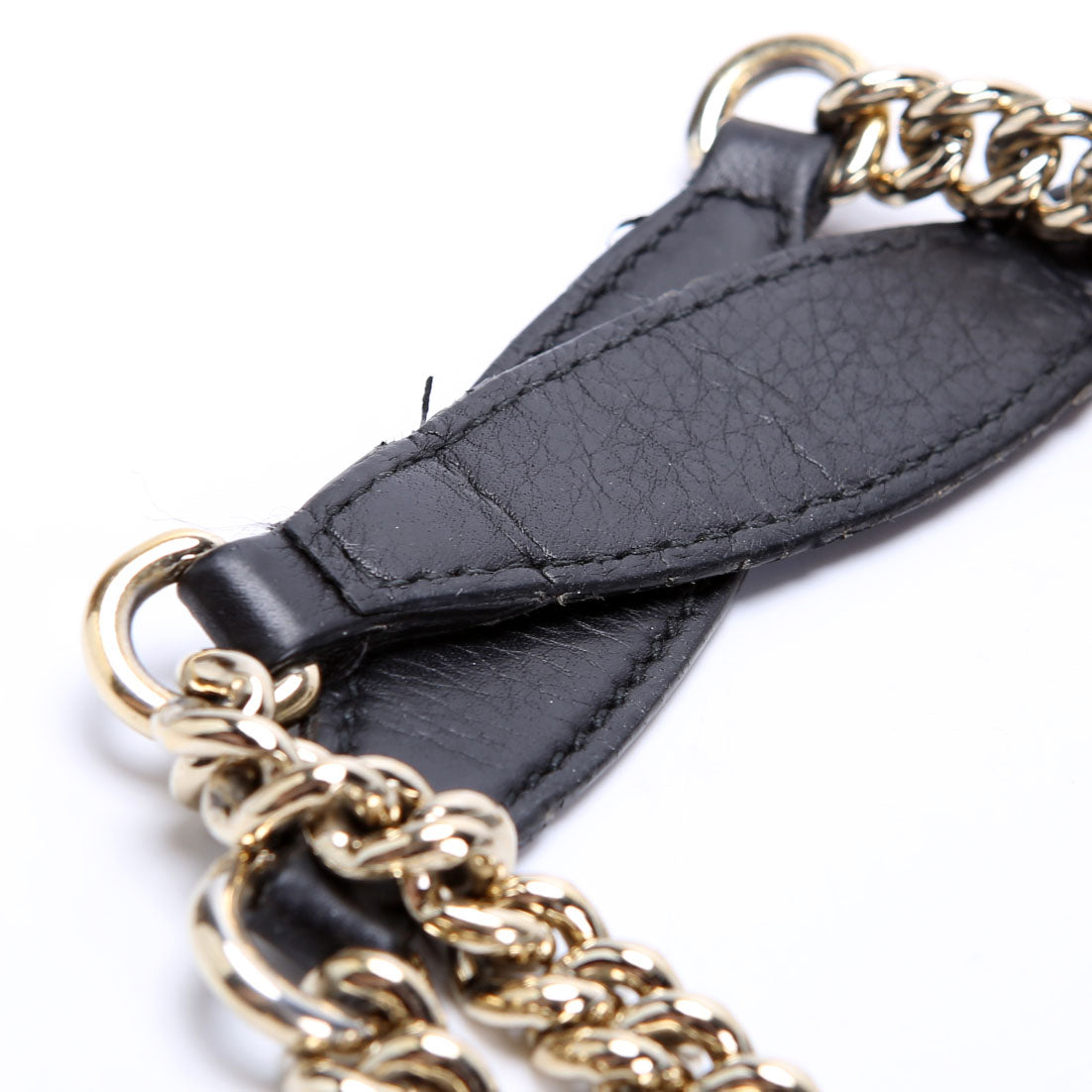 308982 Soho Leather Shoulder Medium Black/Gold