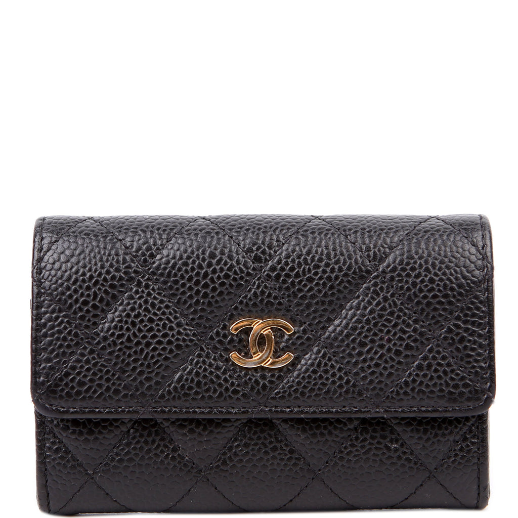 Quilted Flap Card Holder Caviar Black