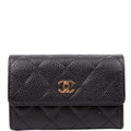 Quilted Flap Card Holder Caviar Black