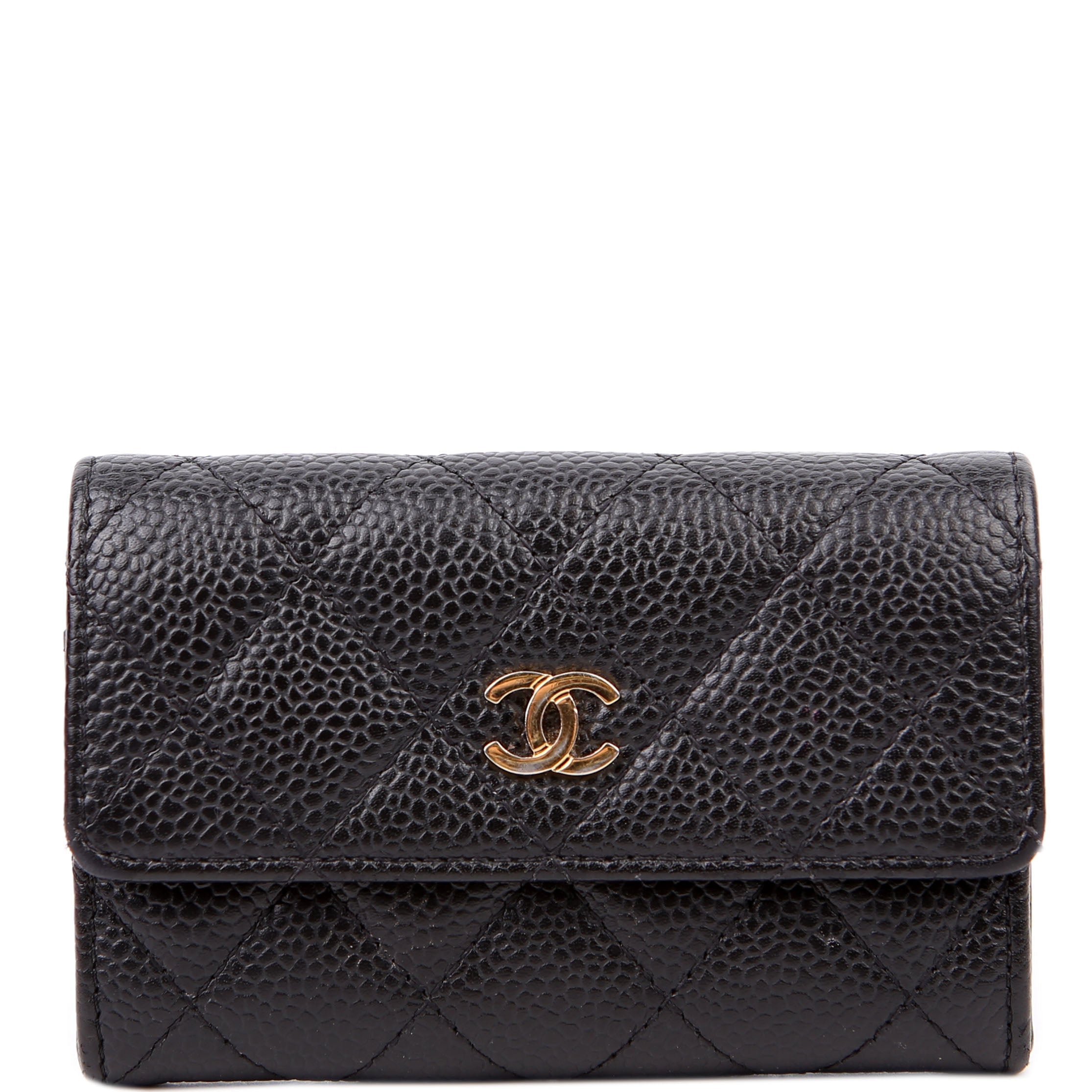 Quilted Flap Card Holder Caviar Black