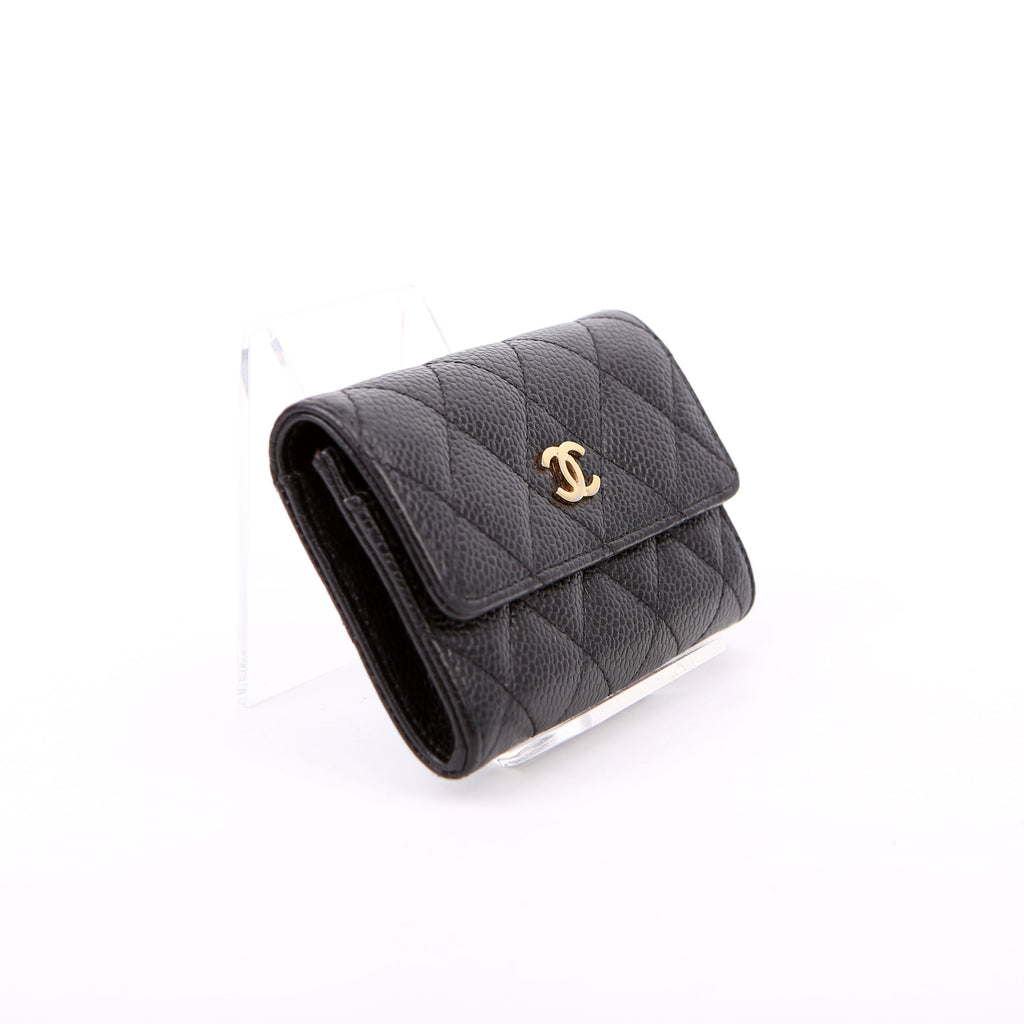 Quilted Flap Card Holder Caviar Black