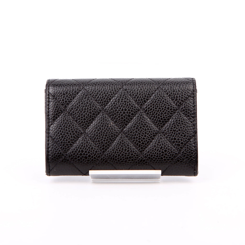 Quilted Flap Card Holder Caviar Black