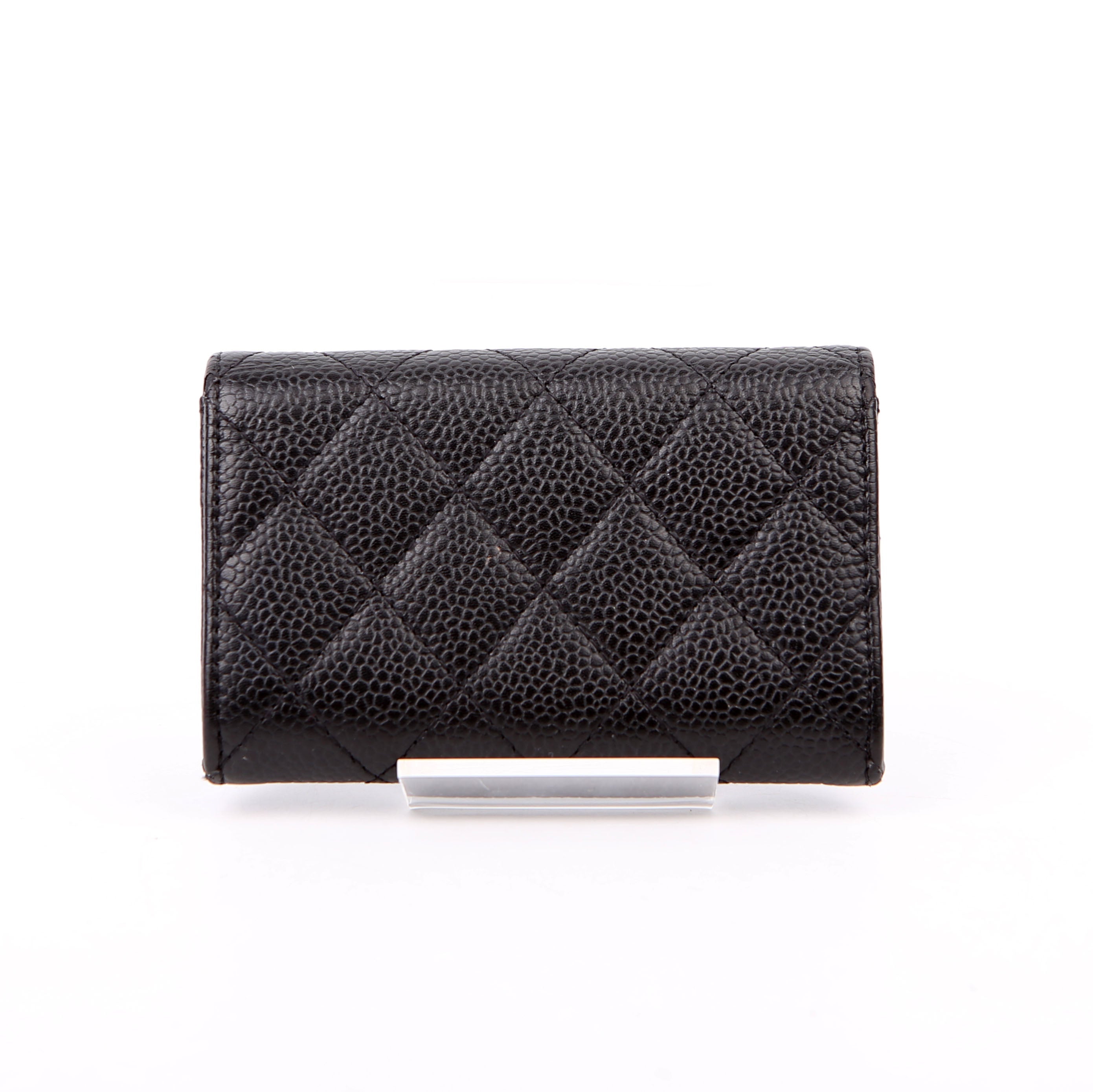 Quilted Flap Card Holder Caviar Black