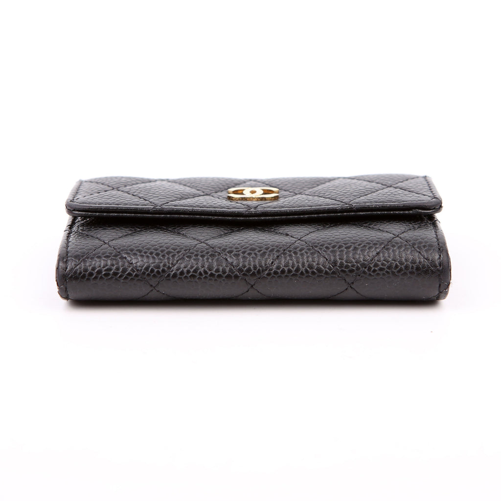 Quilted Flap Card Holder Caviar Black
