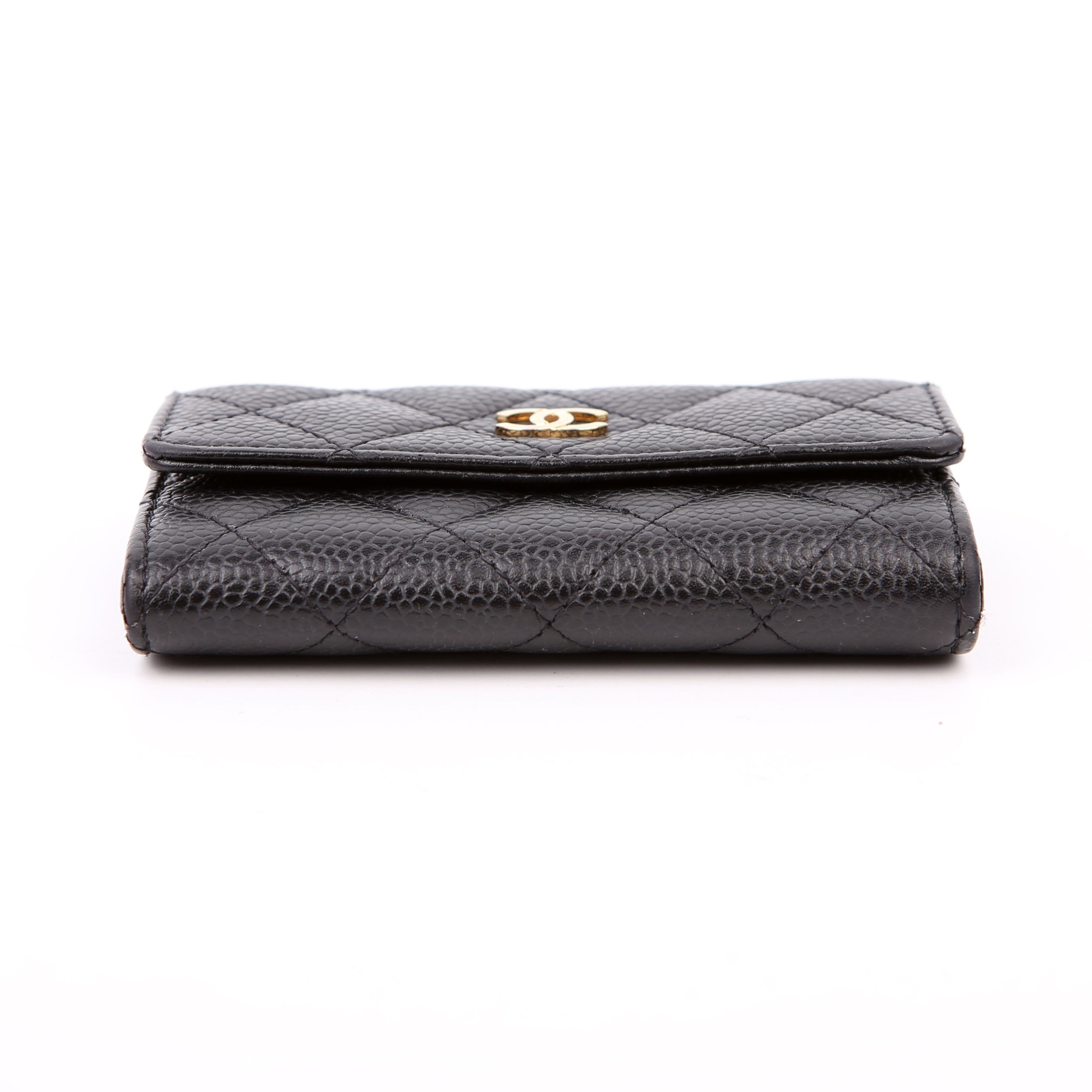 Quilted Flap Card Holder Caviar Black