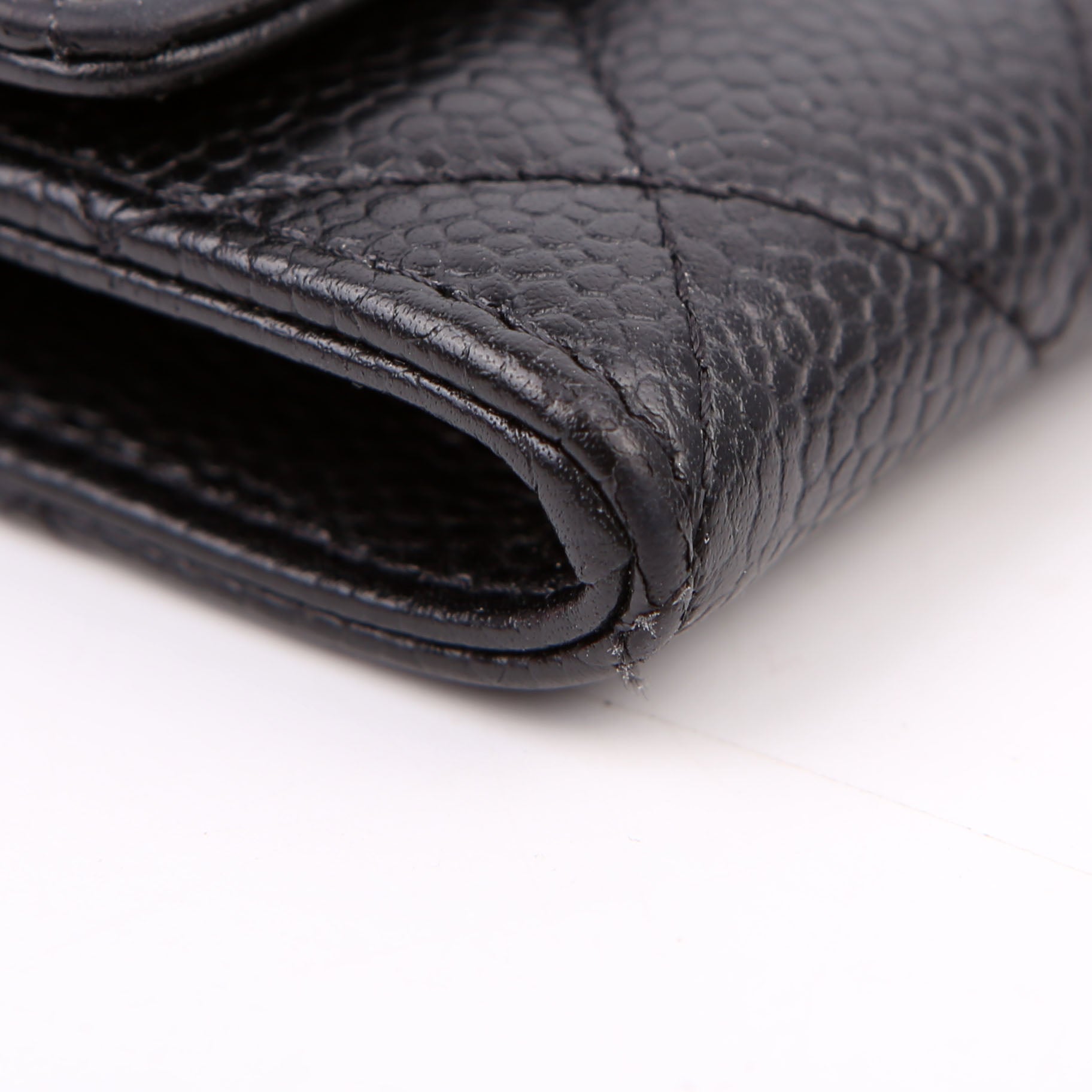 Quilted Flap Card Holder Caviar Black