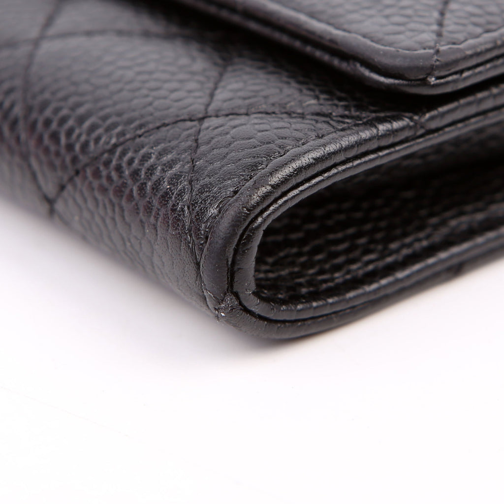 Quilted Flap Card Holder Caviar Black