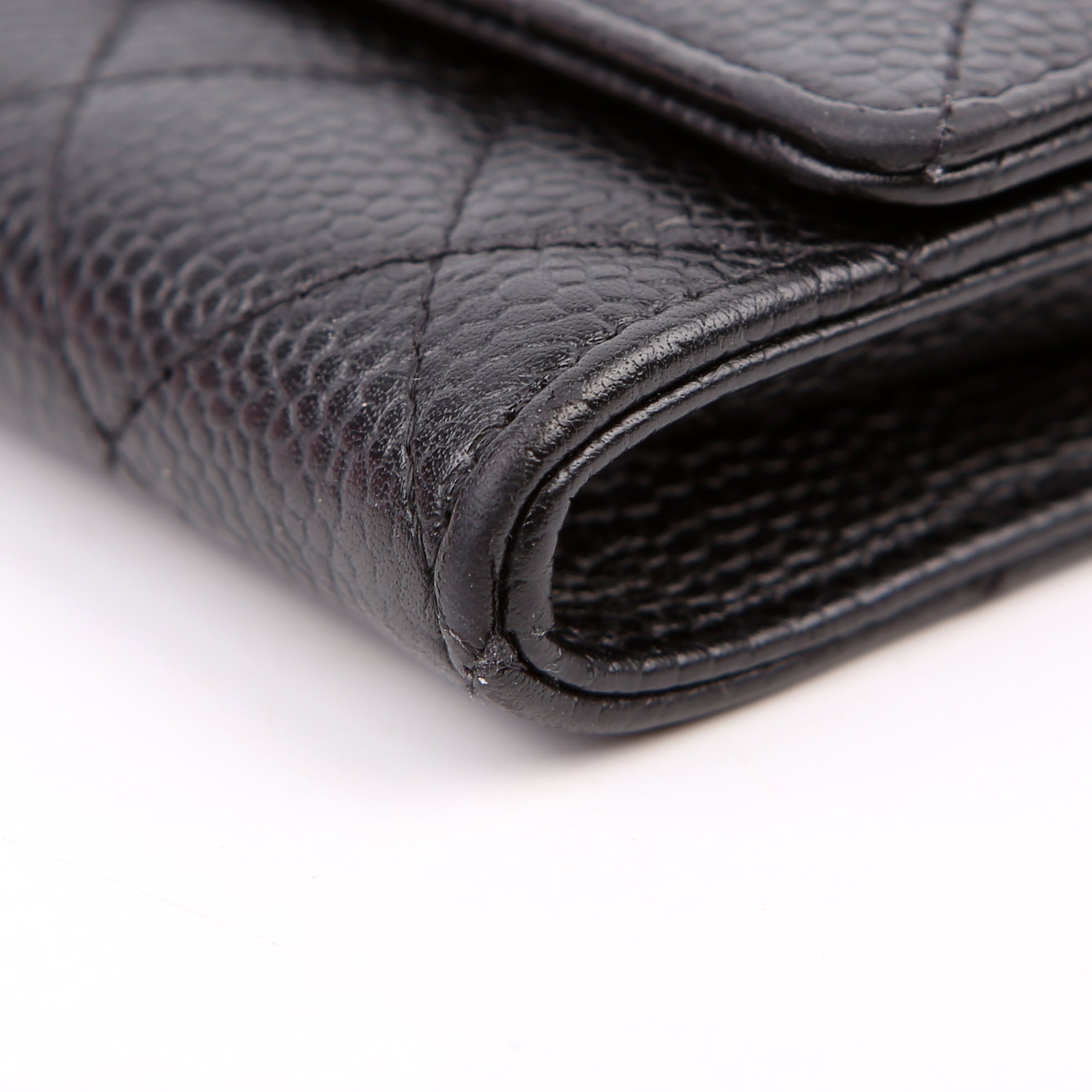 Quilted Flap Card Holder Caviar Black