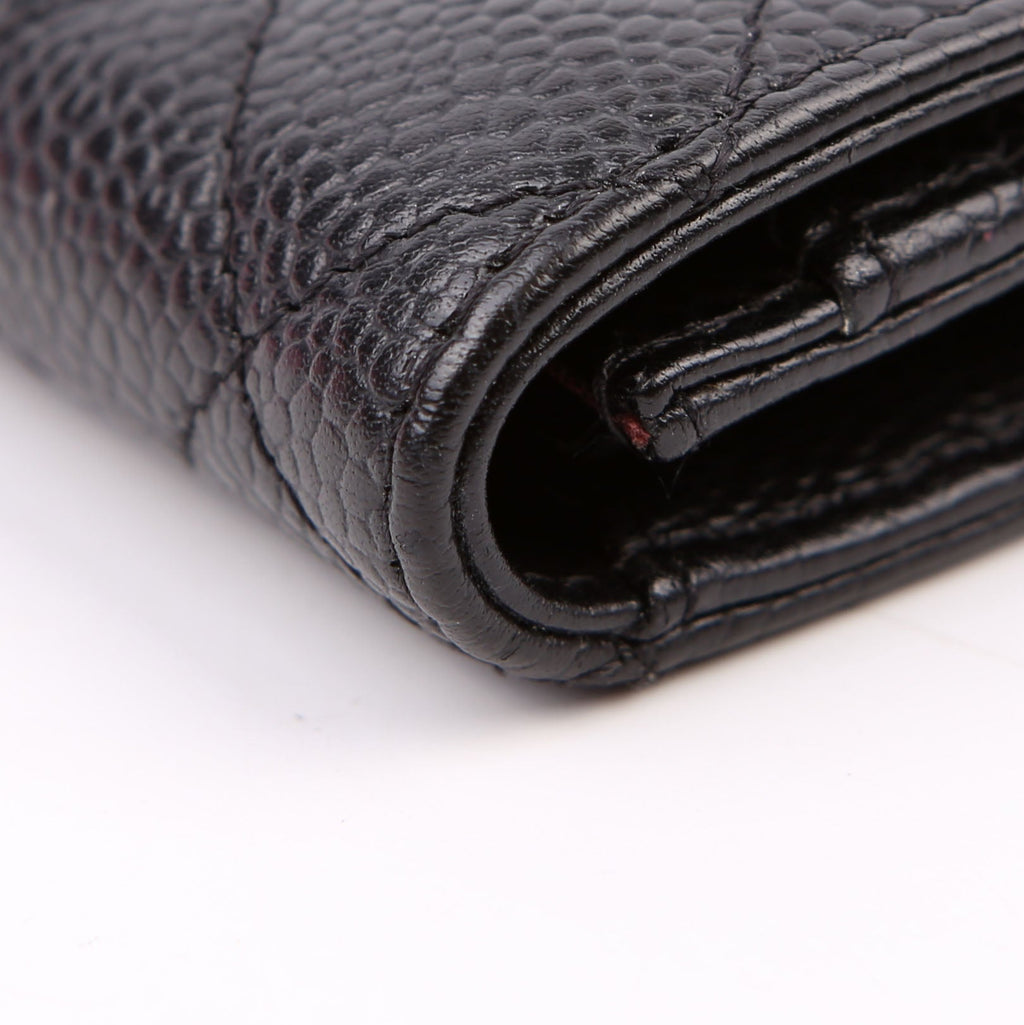 Quilted Flap Card Holder Caviar Black