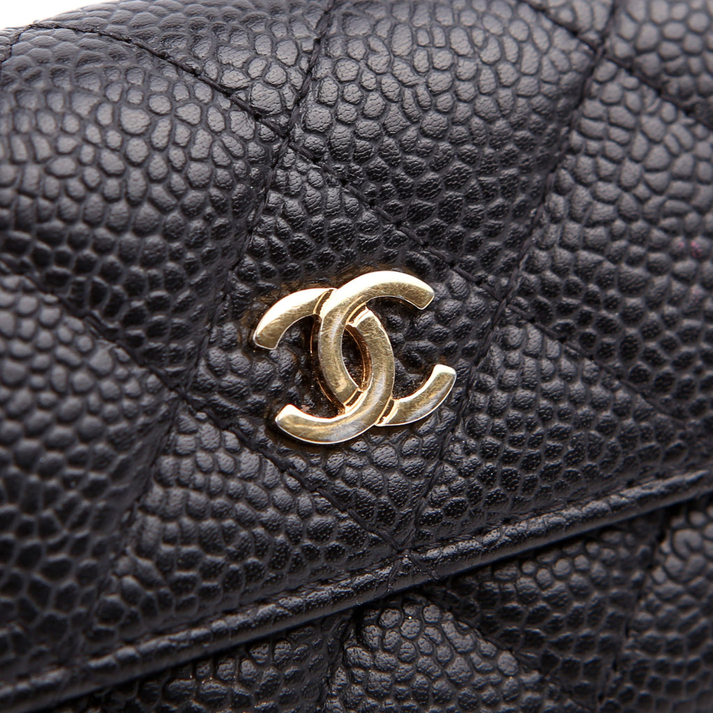Quilted Flap Card Holder Caviar Black